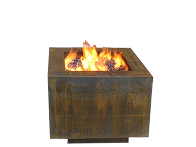 EMBER 38" SQUARE WEATHERED STEEL FIREPIT