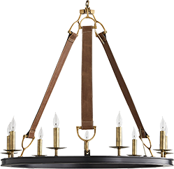 CASEY LEATHER + BRASS CHANDELIER