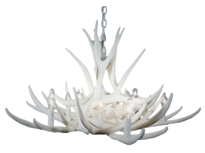 EUSTACE 36" WHITE CAST ANTLER CHANDELIER