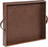 GIBBS 15" SQUARE BROWN LEATHER TRAY