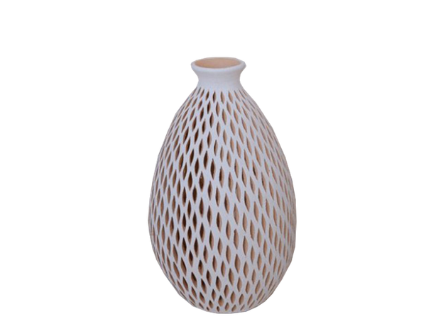 Catalina 10" White Clay Perforated Vase