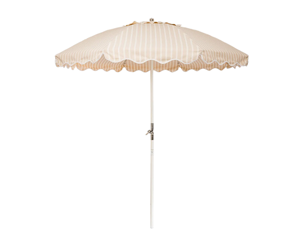 Chatta Umbrella - Natural Stripe/White Pole