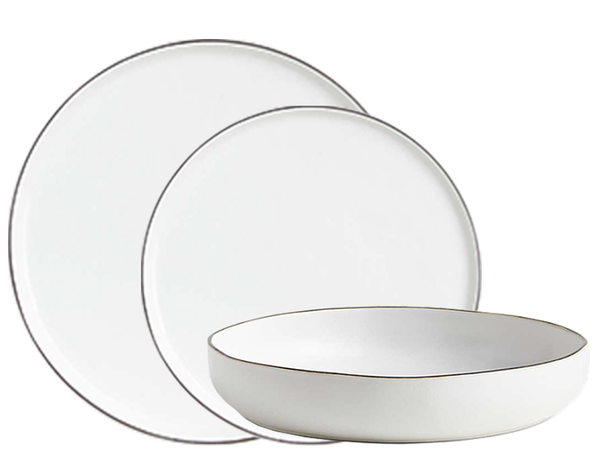 Tillery 11" White Porcelain Black Rim Plate