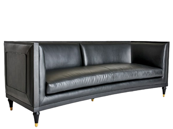 INGRAM BLACK LEATHER + WOOD SOFA