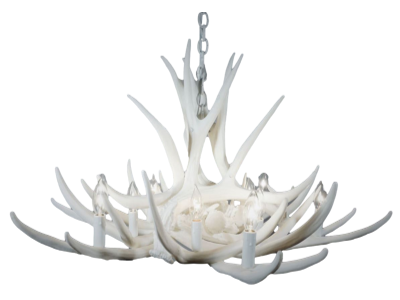 Eustace 36" White Cast Antler Chandelier