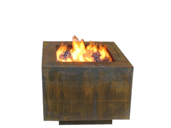 Ember 38" Square Weathered Steel Firepit
