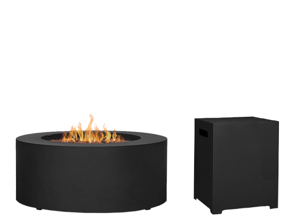 Sutton 36" Black Firepit + Tank Cover