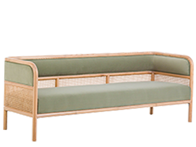 Silas Sage + Oak Cane Sofa
