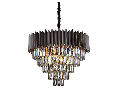 NAMIAH 24" SMOKE CRYSTAL BLACK CHANDELIER