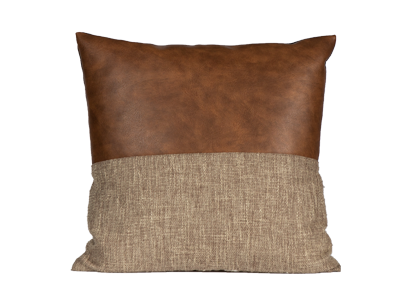 Beige Half Leather Pillow