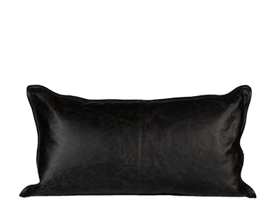 Black Leather Lumbar Pillow