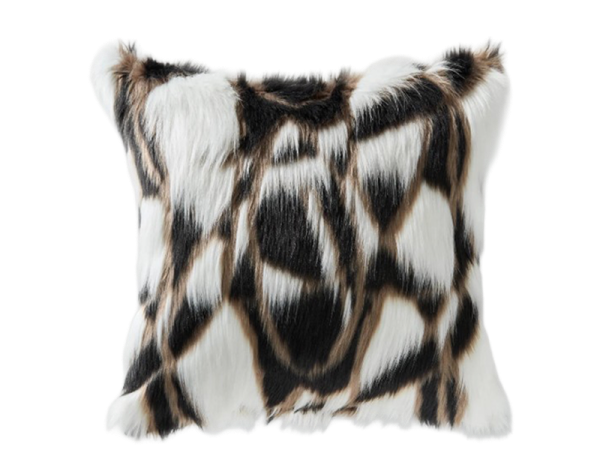 Black White Abstract Fur Pillow