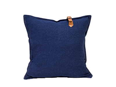 Blue Denim Leather Buckle Pillow
